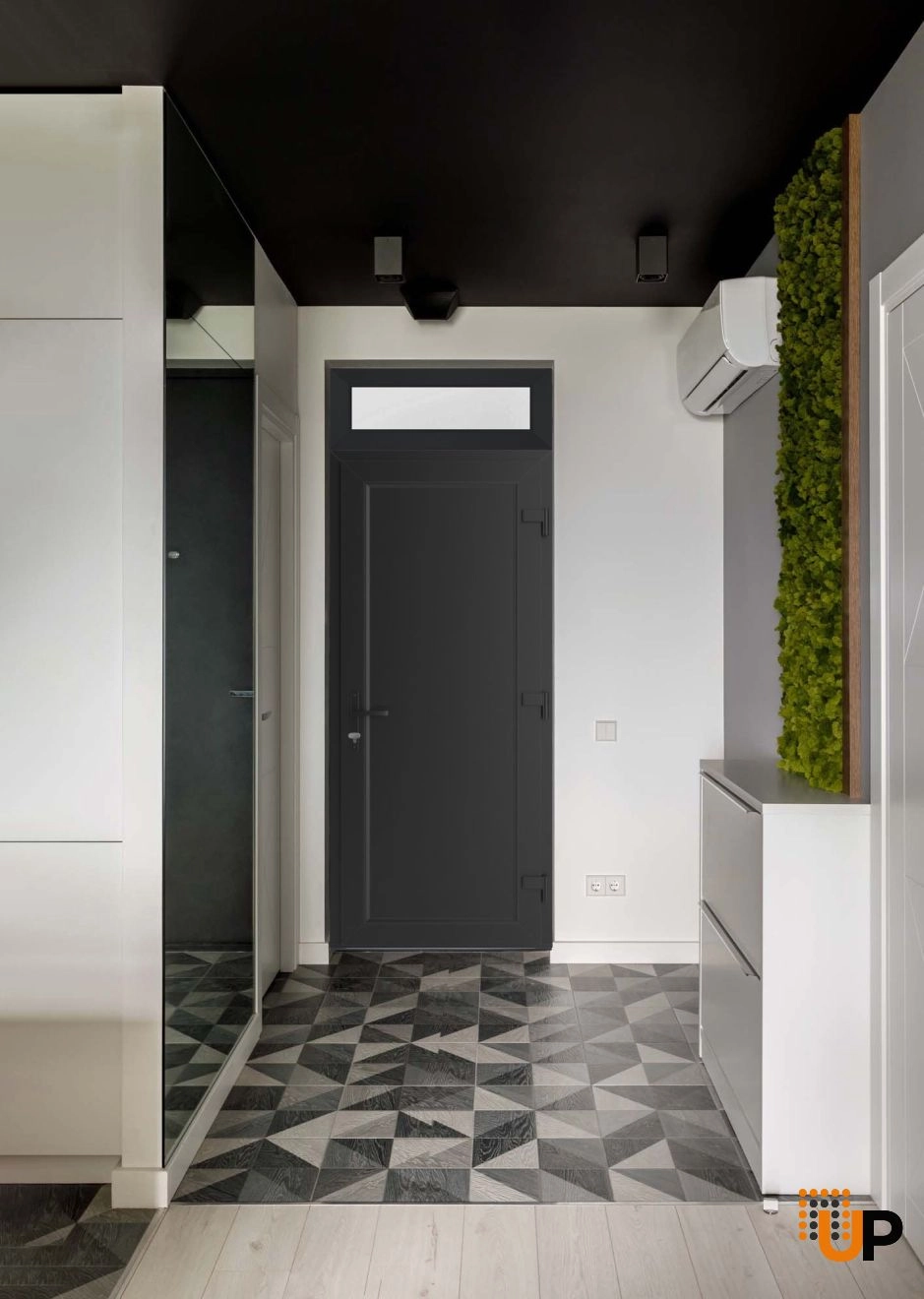 Single swing metal-plastic modern exterior door | Manux 8111 Black Matte | 36 x 94 photo#2