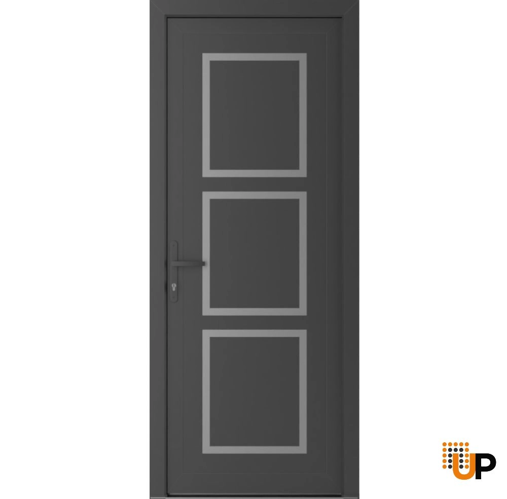 Single swing metal-plastic modern exterior door | Manux 8661 Antracite | 36 x 80 photo#1