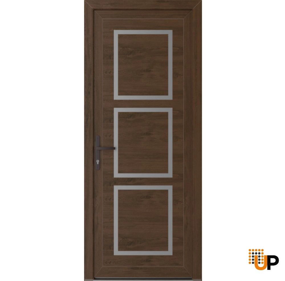 Single swing metal-plastic modern exterior door | Manux 8661 Walnut | 36 x 80 photo#1