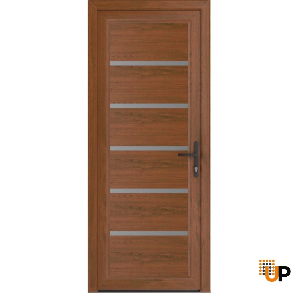 Single swing vinyl modern exterior door | Manux 8415 Walnut | 32 x 80 photo#1