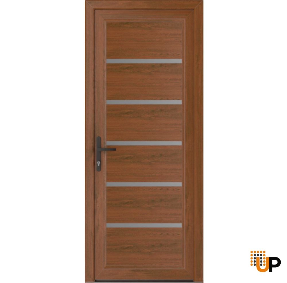 Single swing metal-plastic modern exterior door | Manux 8415 Walnut | 30 x 80 photo#1