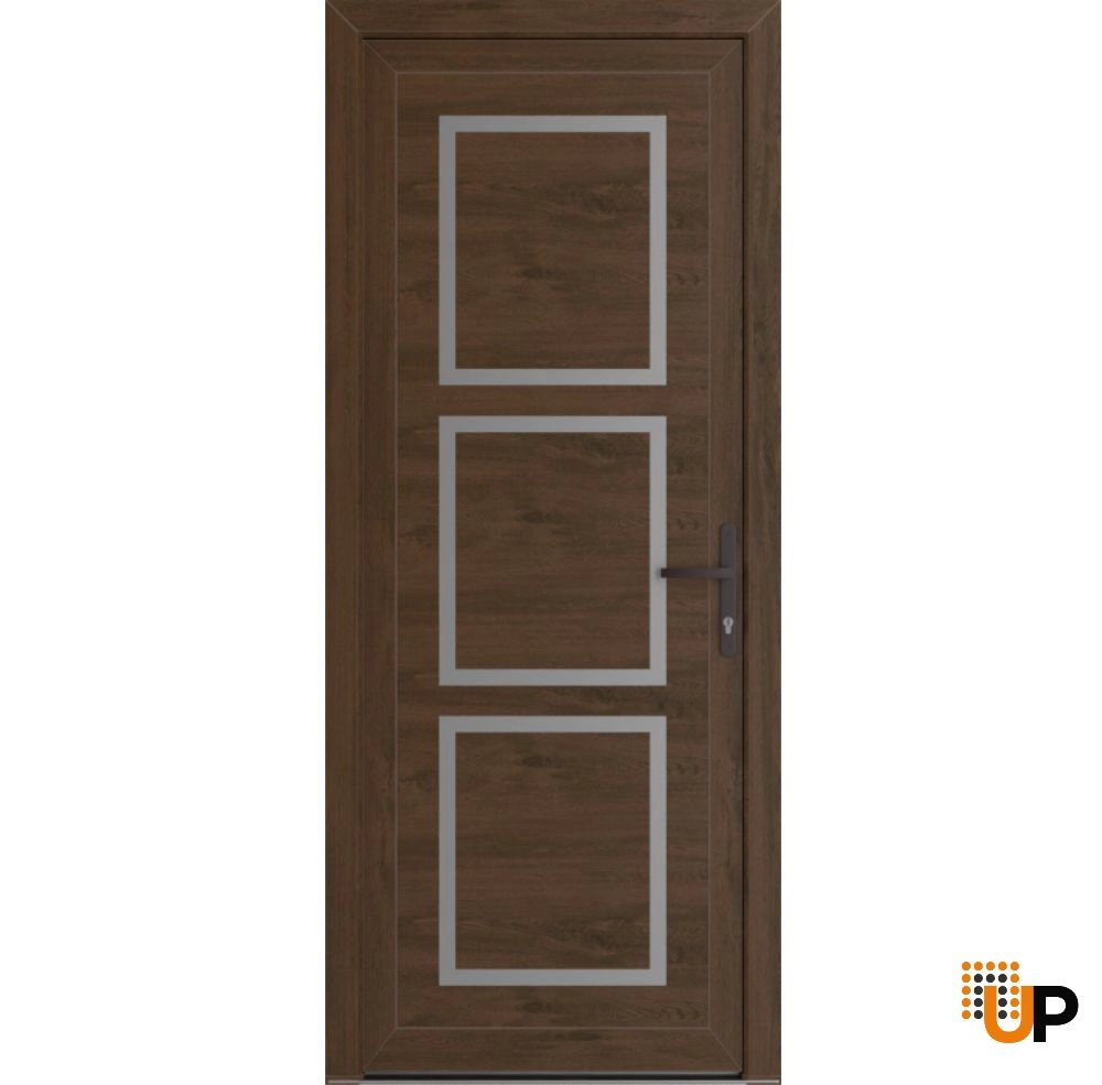Single swing vinyl modern exterior door | Manux 8661 Walnut | 36 x 80 photo#1
