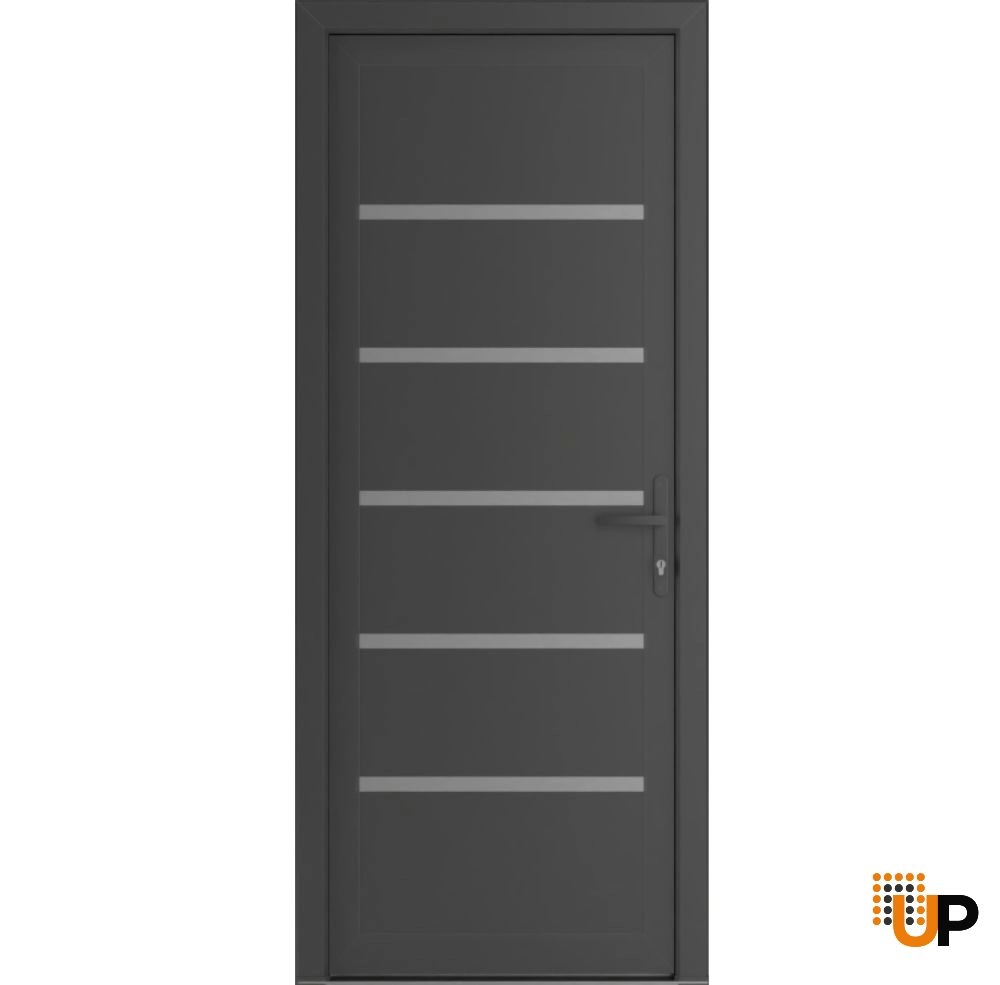 Single swing metal-plastic modern exterior door | Manux 8415 Antracite | 36 x 80 photo#1