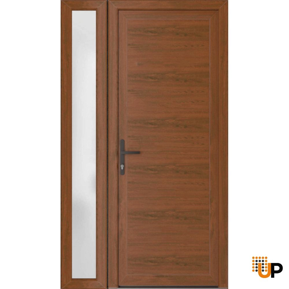 Single swing vinyl modern exterior door | Manux 8111 Walnut | 48 x 80 photo#1