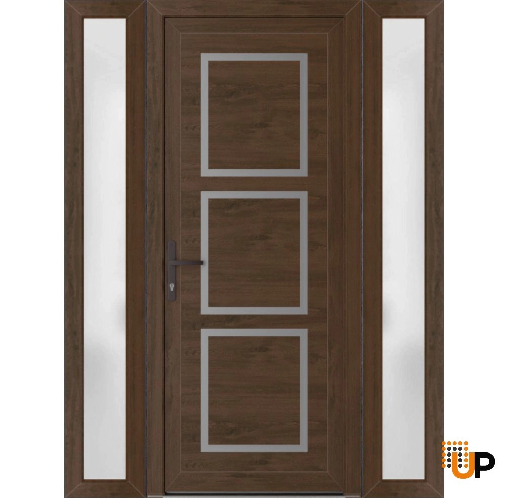 Single swing vinyl modern exterior door | Manux 8661 Walnut | 60 x 80 photo#1