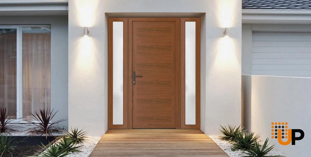Single swing vinyl modern exterior door | Manux 8111 Walnut | 60 x 80 photo#2