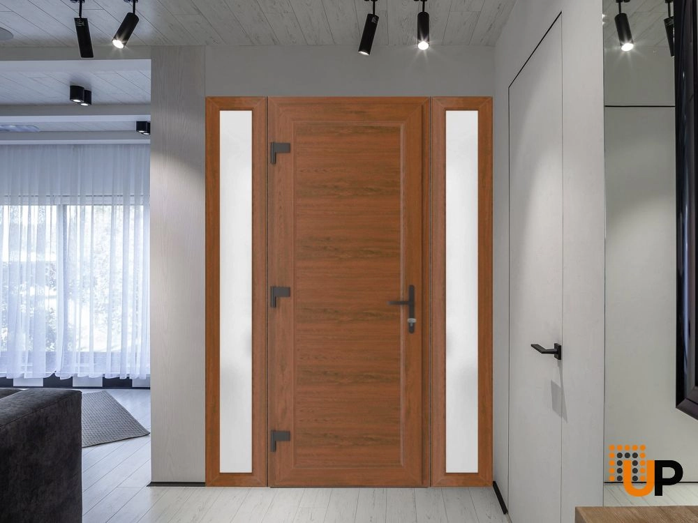 Single swing vinyl modern exterior door | Manux 8111 Walnut | 60 x 80 photo#3