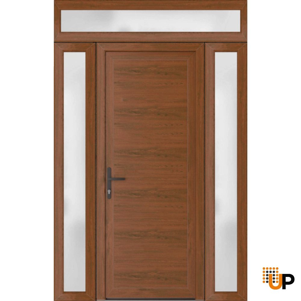 Single swing vinyl modern exterior door | Manux 8111 Walnut | 60 x 94 photo#1