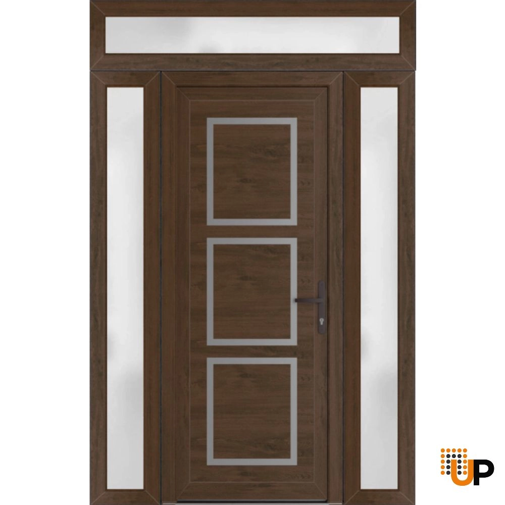 Single swing vinyl modern exterior door | Manux 8661 Walnut | 60 x 94 photo#1