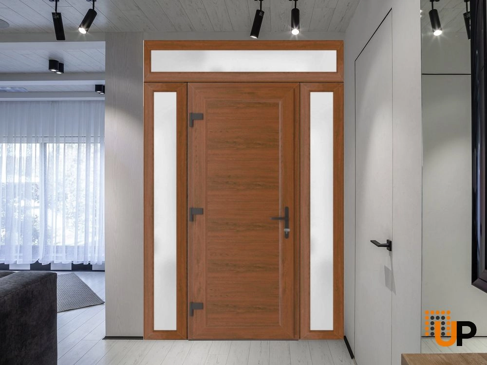 Single swing vinyl modern exterior door | Manux 8111 Walnut | 60 x 94 photo#3
