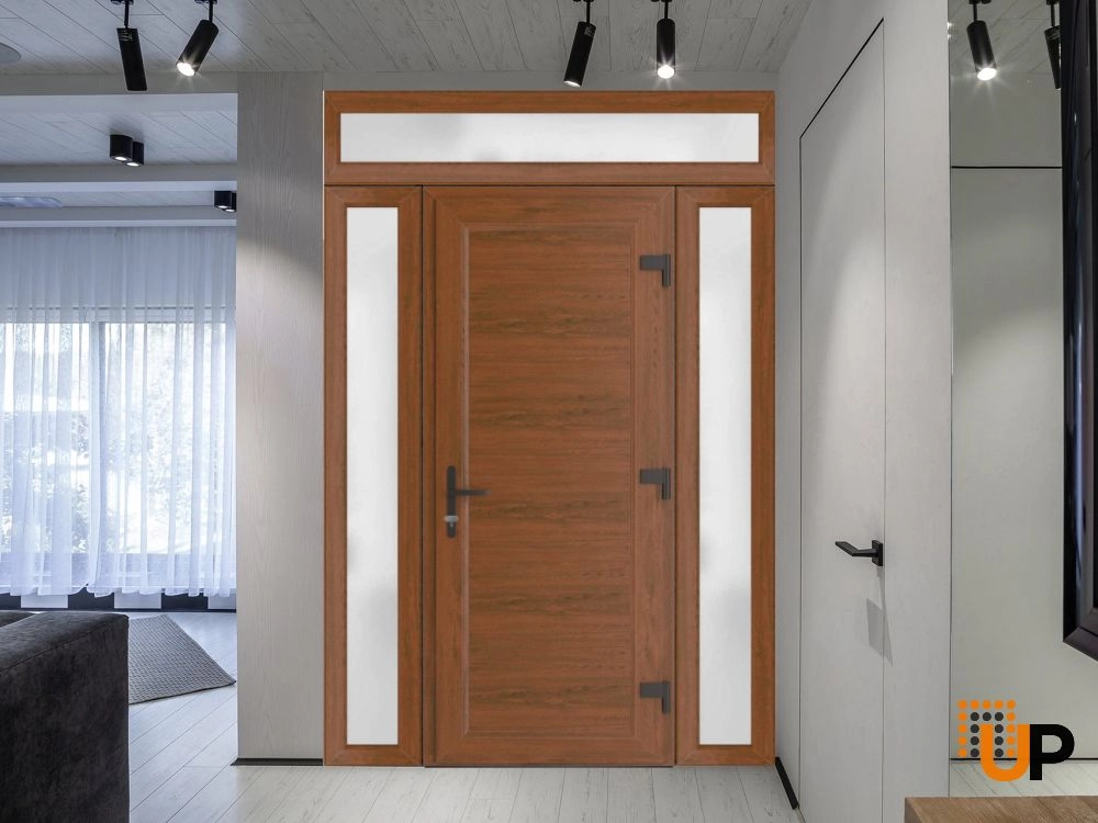 Single swing vinyl modern exterior door | Manux 8111 Walnut | 60 x 94 photo#3