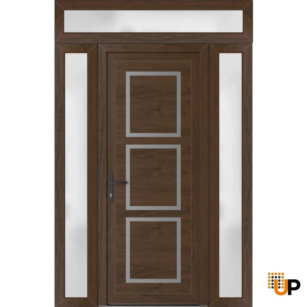 Single swing vinyl modern exterior door | Manux 8661 Walnut | 64 x 94 photo#1