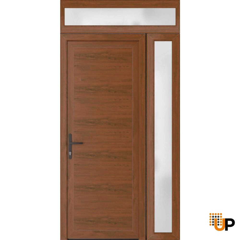 Single swing vinyl modern exterior door | Manux 8111 Walnut | 50 x 94 photo#1