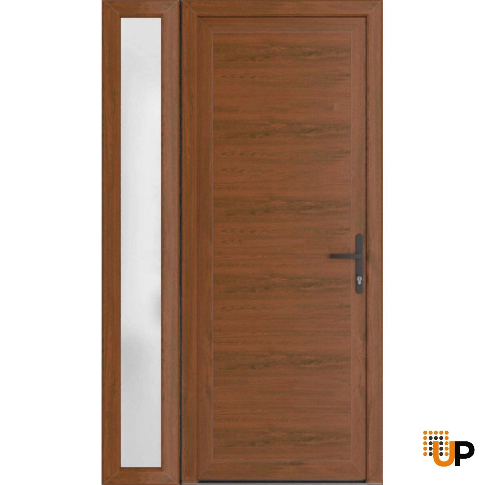 Single swing vinyl modern exterior door | Manux 8111 Walnut | 50 x 80 photo#1