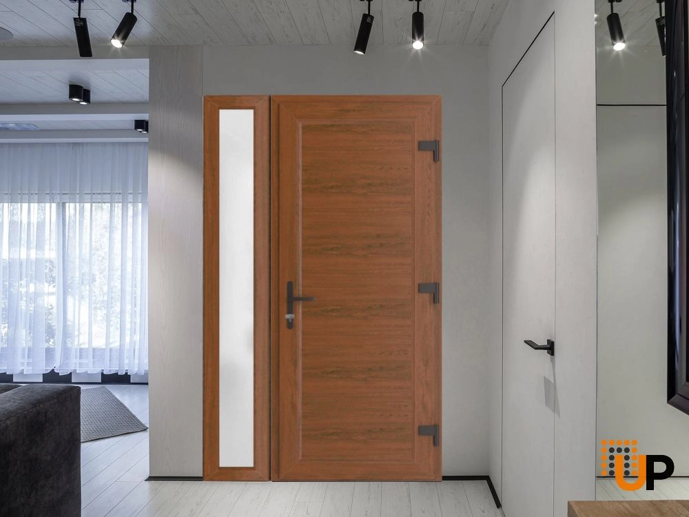 Single swing vinyl modern exterior door | Manux 8111 Walnut | 50 x 80 photo#3