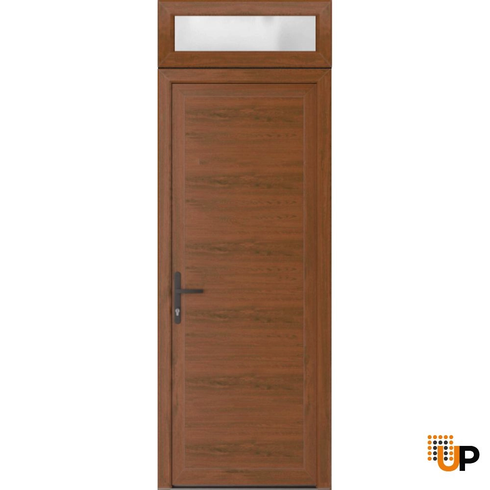 Single swing vinyl modern exterior door | Manux 8111 Walnut | 36 x 94 photo#1