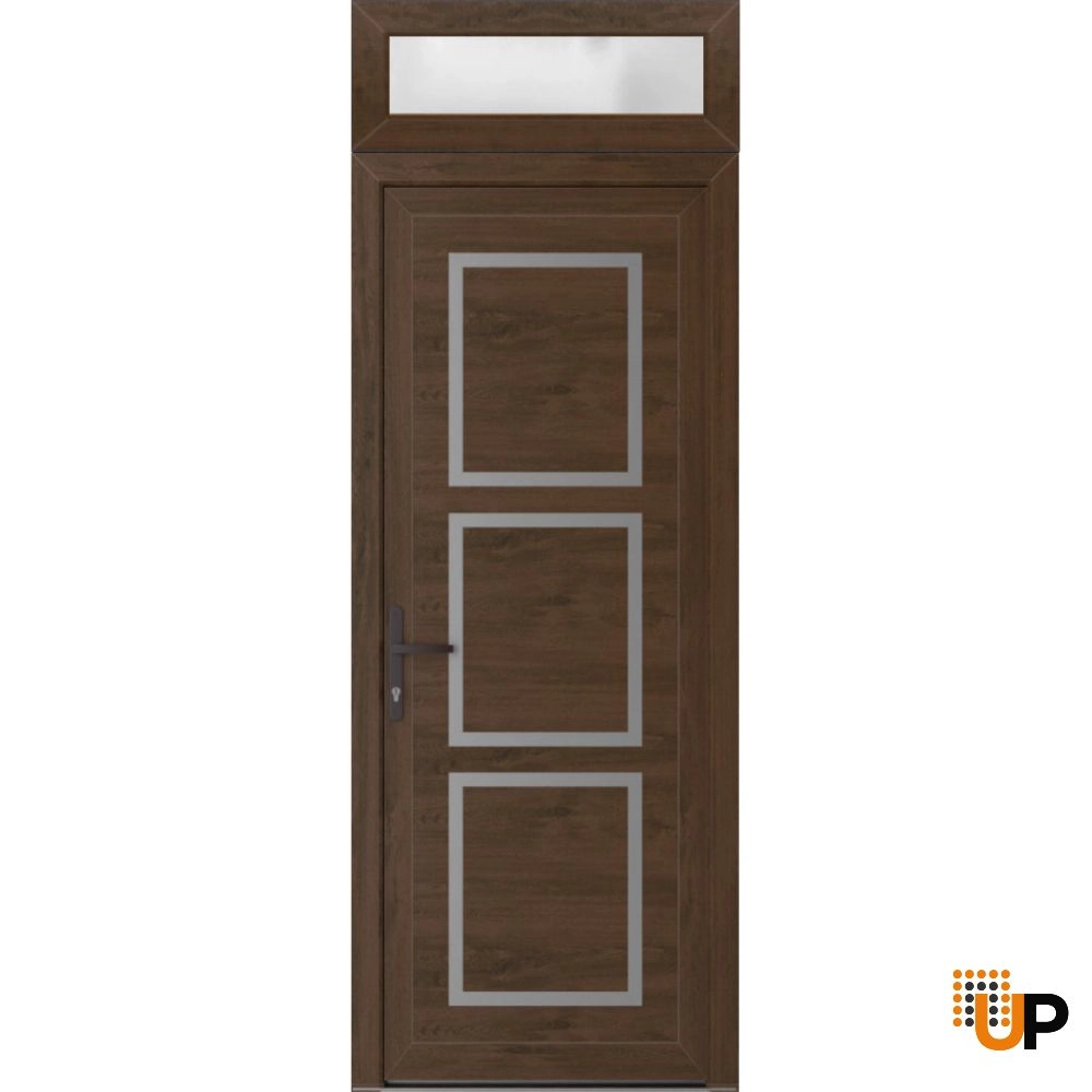 Single swing vinyl modern exterior door | Manux 8661 Walnut | 36 x 94 photo#1