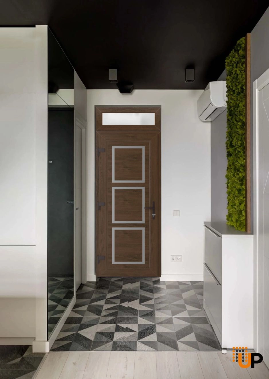 Single swing vinyl modern exterior door | Manux 8661 Walnut | 36 x 94 photo#3