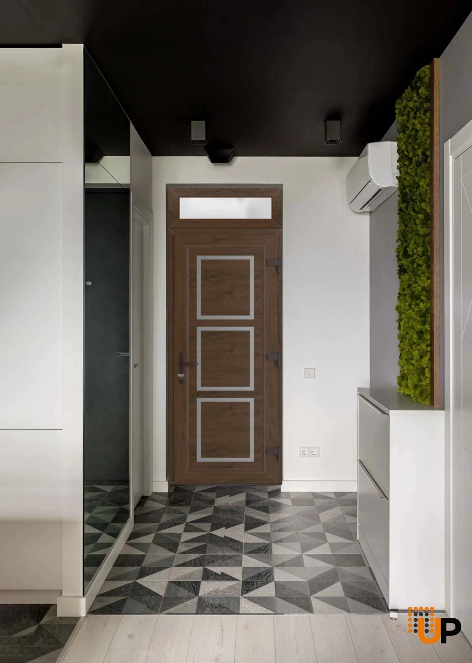 Single swing metal-plastic modern exterior door | Manux 8661 Walnut | 36 x 94 photo#3