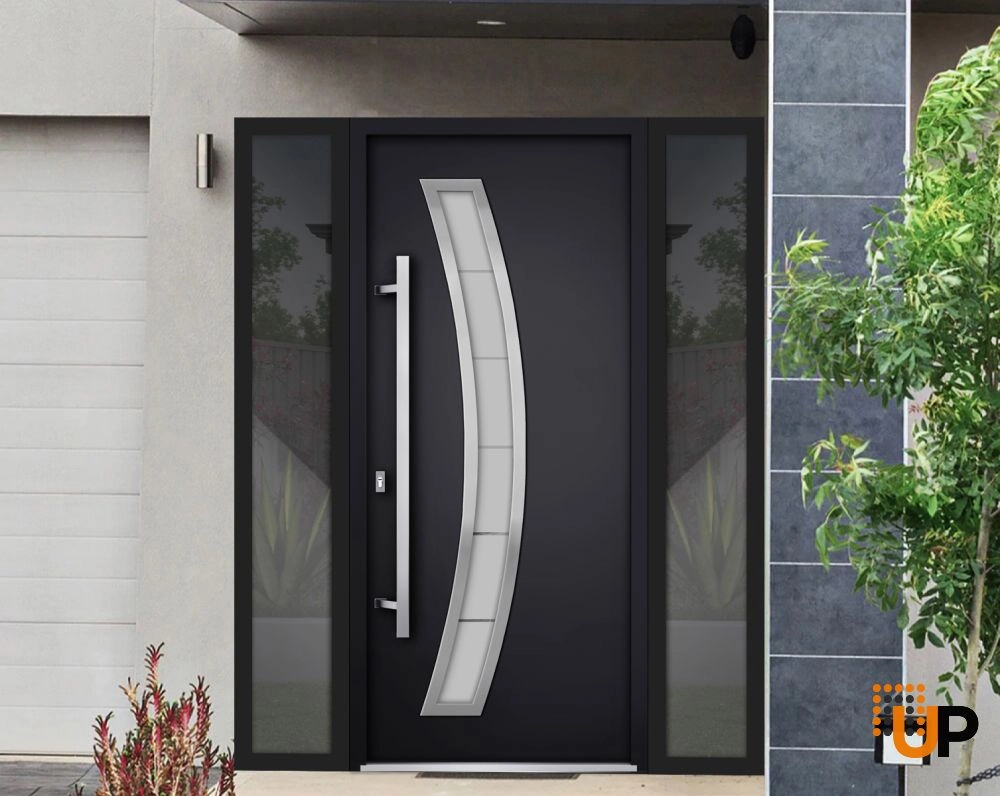 Single swing metal-aluminum modern exterior door with triplex | Deux 6500 Black | 60 x 80 photo#3