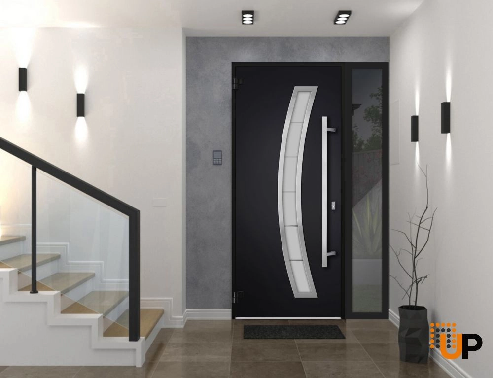 Single swing metal-aluminum modern exterior door with triplex glass | Deux 6500 Black | 52 x 80 photo#3