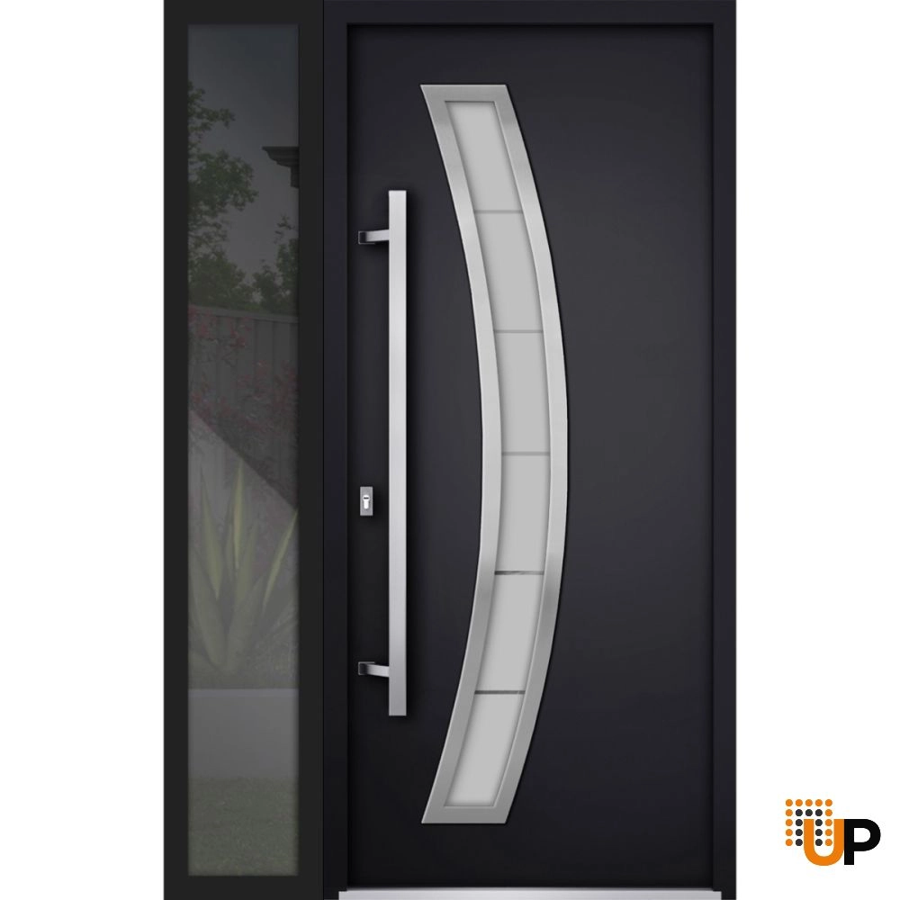 Single swing metal-aluminum modern exterior door with triplex | Deux 6500 Black | 48 x 80 photo#2