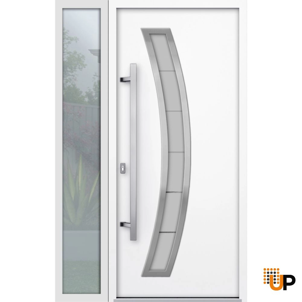 Single swing metal-aluminum modern exterior door with triplex | Deux 6500 White | 48 x 80 photo#2