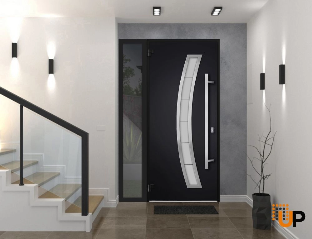 Single swing metal-aluminum modern exterior door with triplex glass | Deux 6500 Black | 52 x 80 photo#5