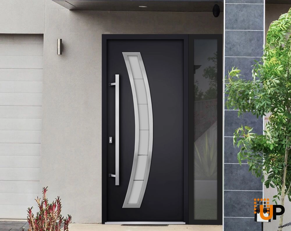 Single swing metal-aluminum modern exterior door with triplex glass | Deux 6500 Black | 52 x 80 photo#6