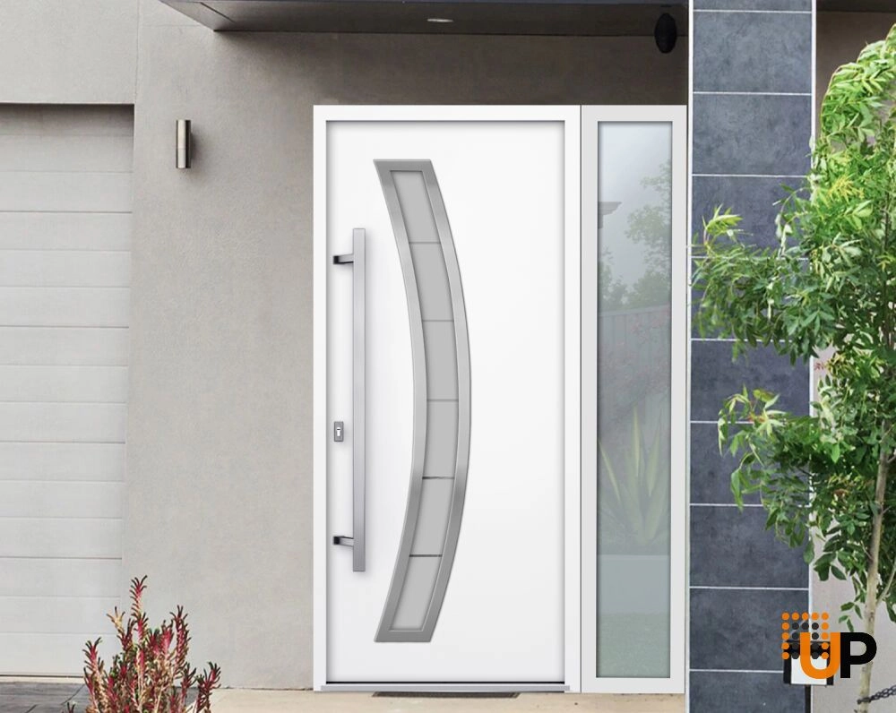 Single swing metal-aluminum modern exterior door with triplex | Deux 6500 White | 48 x 80 photo#6