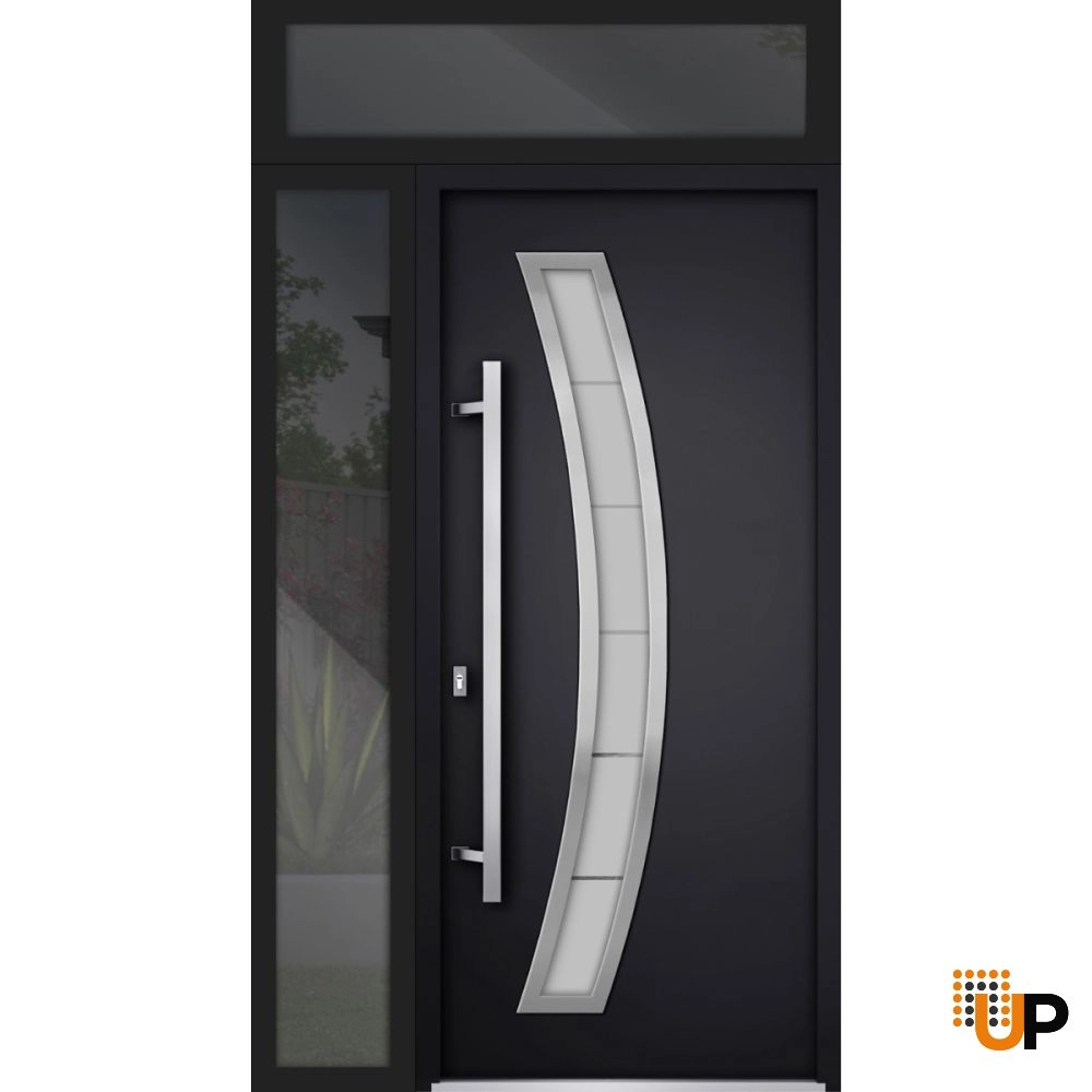 Single swing metal-aluminum modern exterior door with triplex | Deux 6500 Black | 48 x 96 photo#2