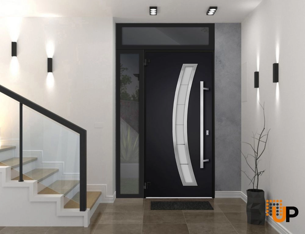 Single swing metal-aluminum modern exterior door with triplex glass | Deux 6500 Black | 50 x 96 photo#5
