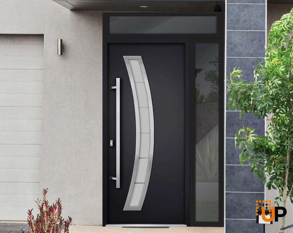 Single swing metal-aluminum modern exterior door with triplex | Deux 6500 Black | 48 x 96 photo#6