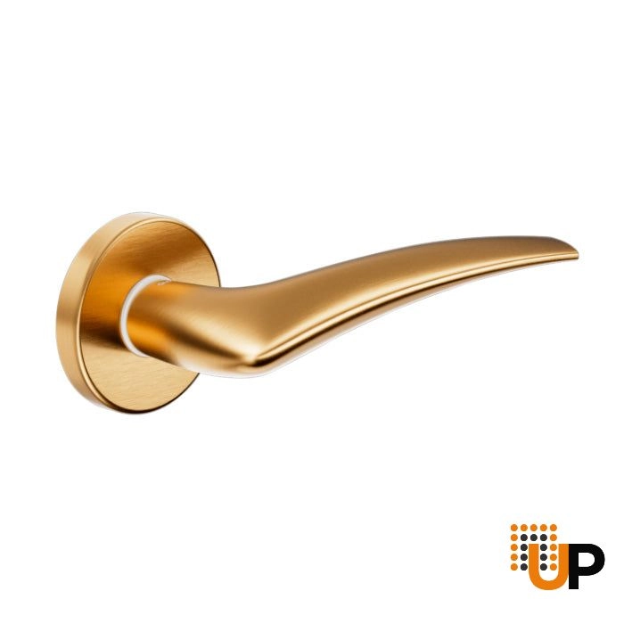Door Euro Handle LINEAR for Magnetic Lock, Antique Satin Gold, Passage photo#1