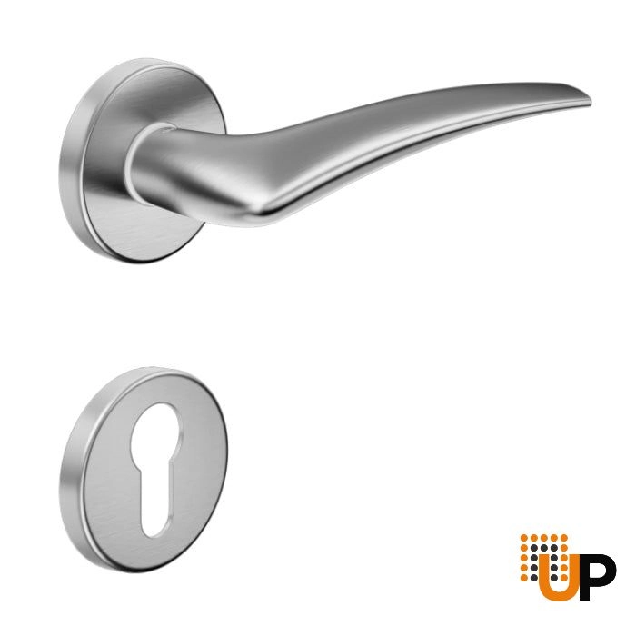 Door Euro Handle LINEAR for Magnetic Lock, Satin Chrome, Entry photo#1
