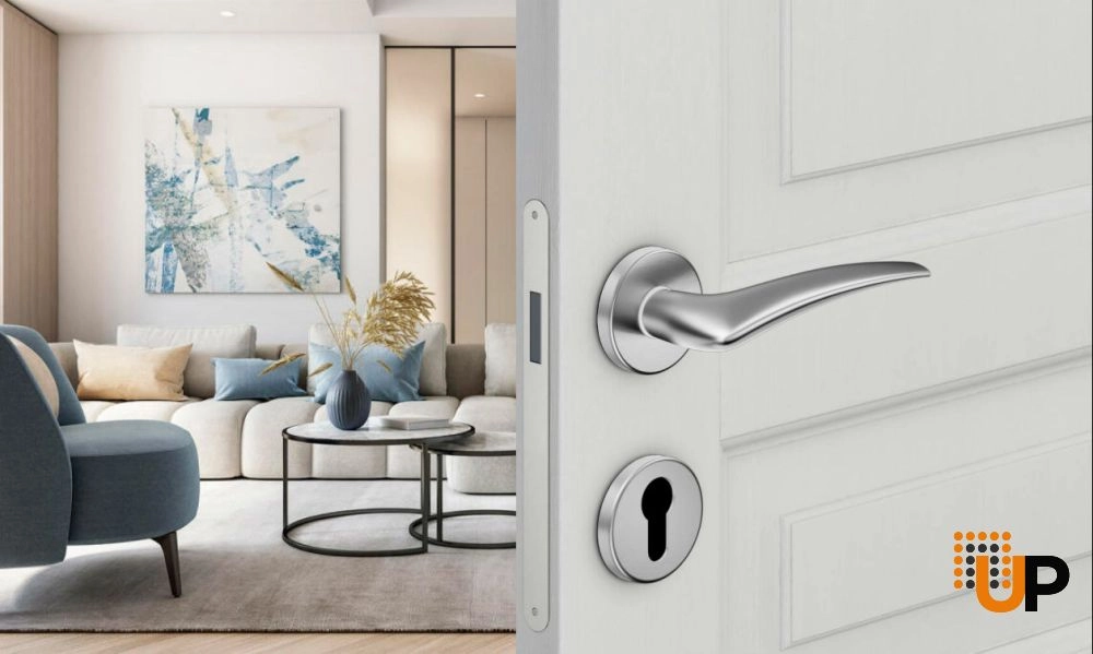 Door Euro Handle LINEAR for Magnetic Lock, Satin Chrome, Entry photo#2