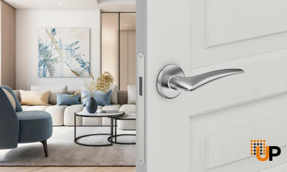 Door Euro Handle LINEAR for Magnetic Lock, Satin Chrome, Passage photo#2