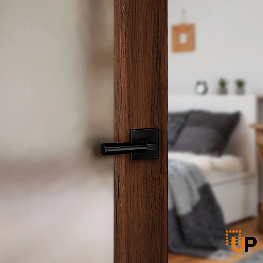 LONDON Modern Round Door Handle-Matte Black-Privacy (bathroom/bedroom lock) photo#2
