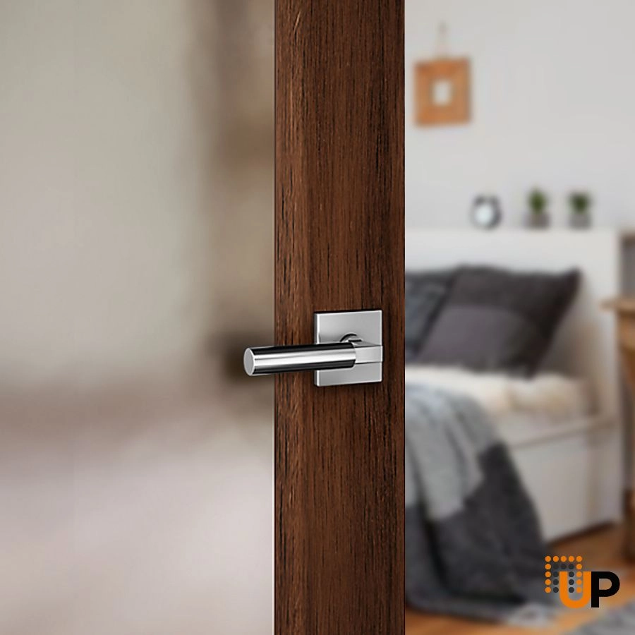 LONDON Modern Round Door Handle-Polished Chrome-Privacy (bathroom/bedroom lock) photo#2