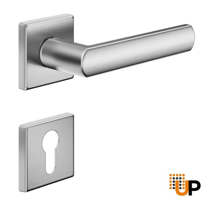 Door Euro Handle LUCE02 for Magnetic Lock, Satin Chrome, Entry photo#1