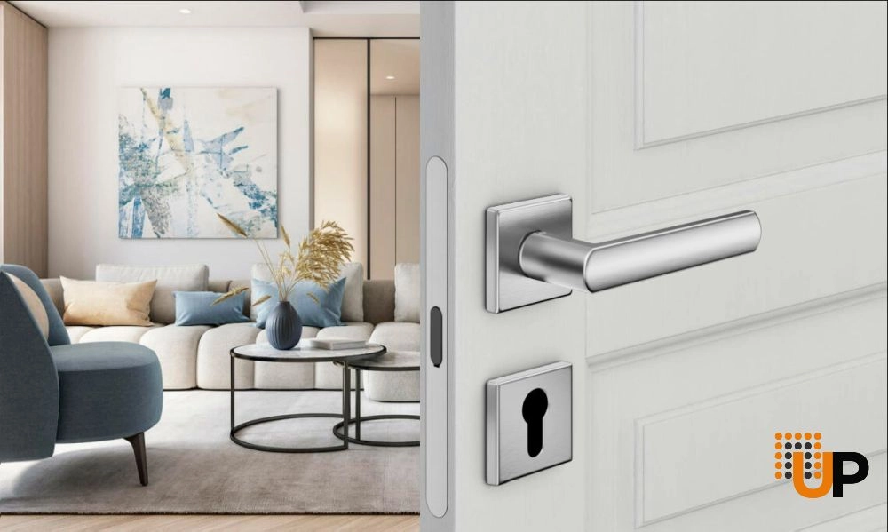Door Euro Handle LUCE02 for Magnetic Lock, Satin Chrome, Entry photo#2