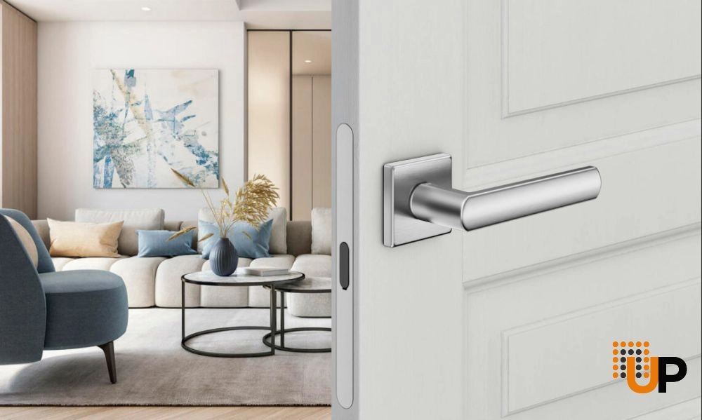 Door Euro Handle LUCE02 for Magnetic Lock, Satin Chrome, Passage photo#2
