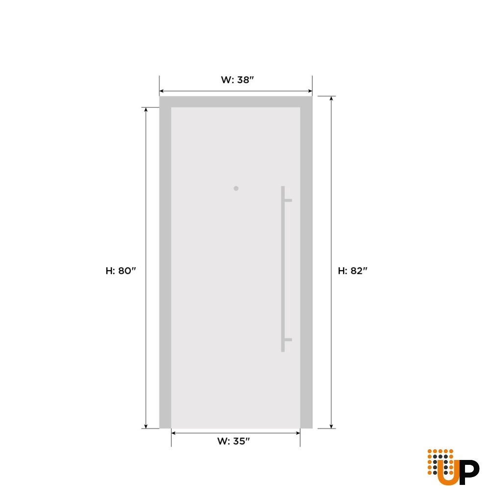 Single swing metal-plastic modern exterior door with tempered | Manux 8555 Gray Ash | 36 x 80 photo#5