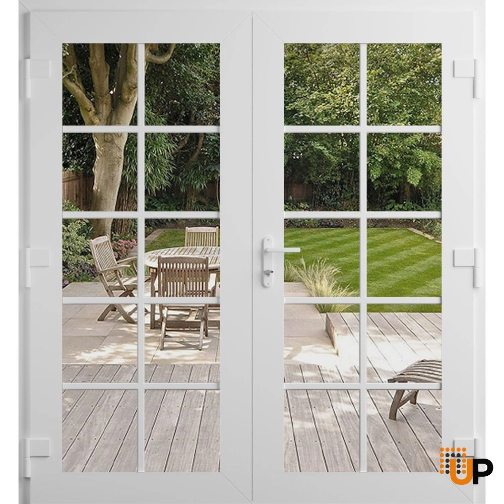Double swing vinyl modern exterior door with clear glass | Manux 8100 White | 72 x 80 photo#2