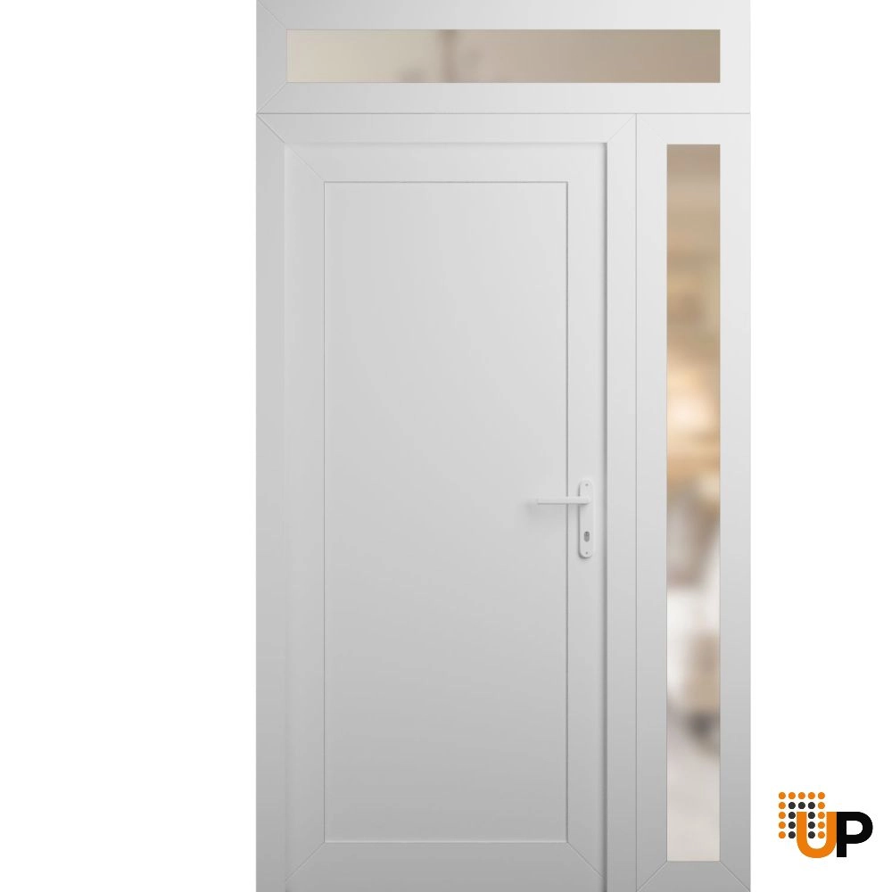 Single swing metal-plastic modern exterior door | Manux 8111 White | 48 x 94 photo#1