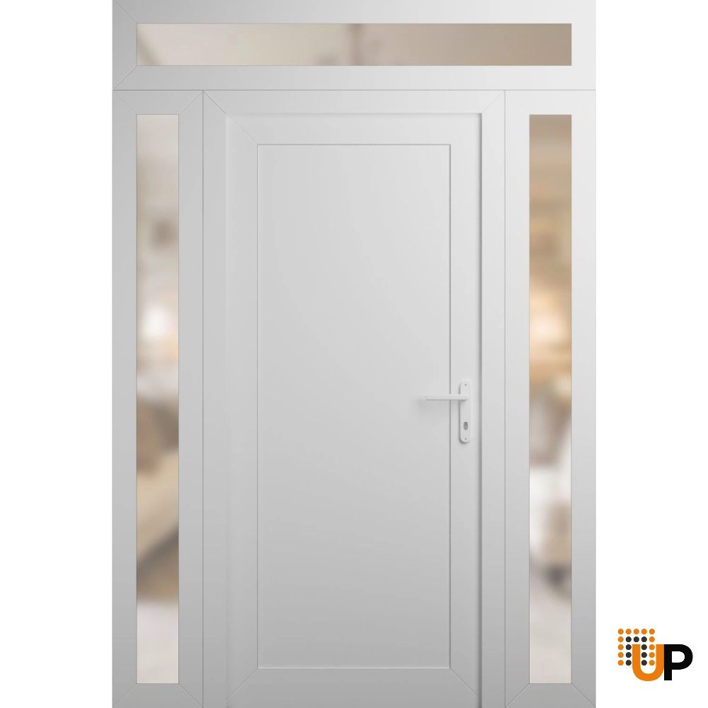 Single swing vinyl modern exterior door | Manux 8111 White | 64 x 94 photo#1