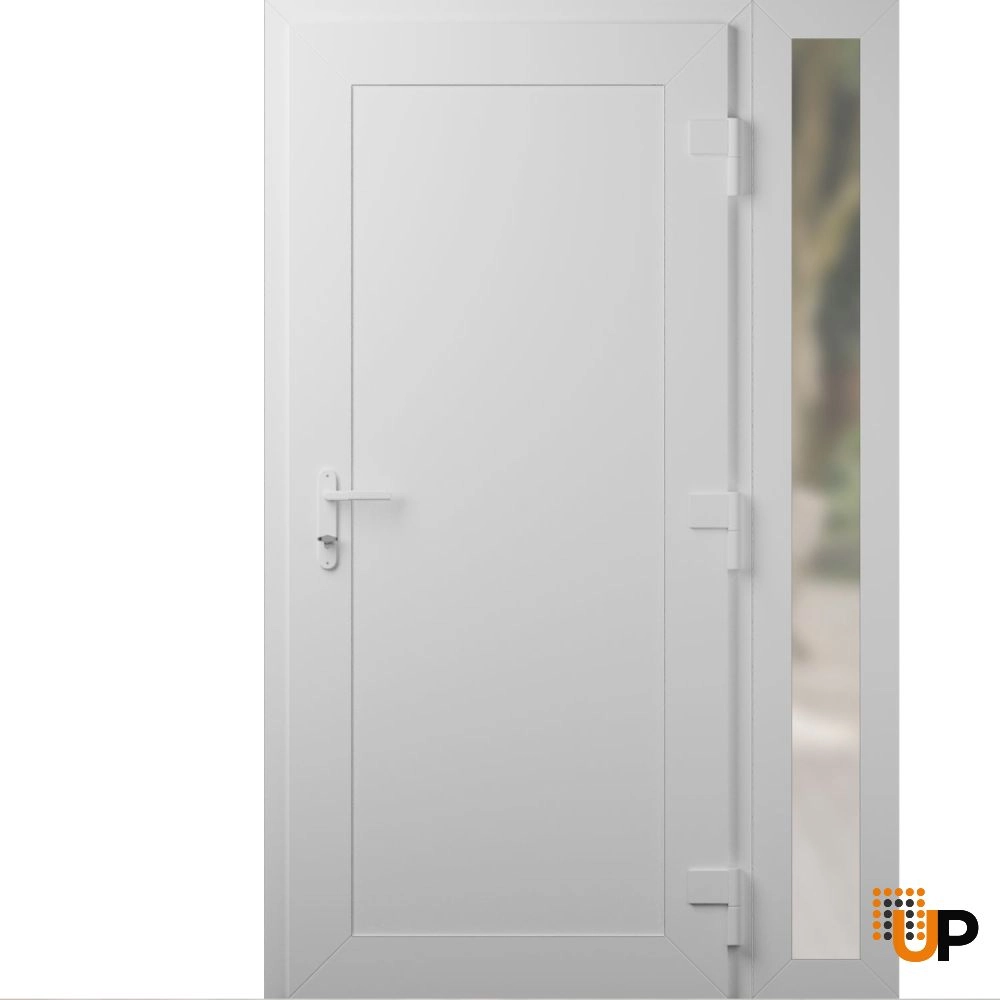 Single swing vinyl modern exterior door | Manux 8111 White | 48 x 80 photo#2