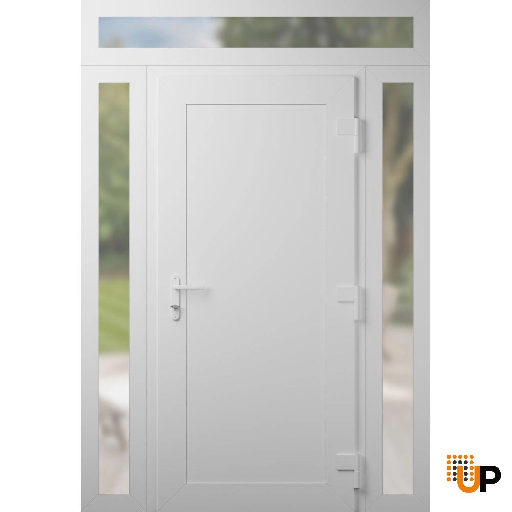 Single swing vinyl modern exterior door | Manux 8111 White | 64 x 94 photo#2