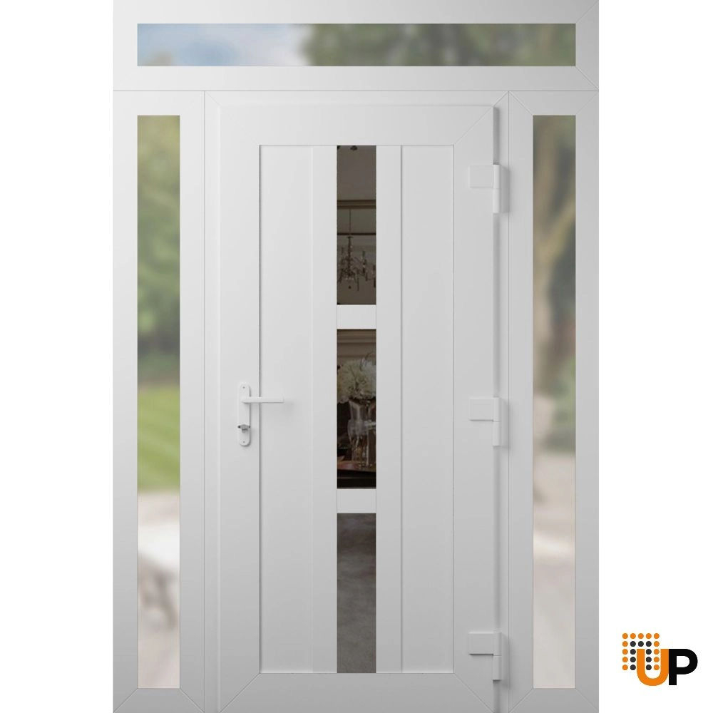 Single swing vinyl modern exterior door with tempered glass | Manux 8112 White | 60 x 94 (12+36+12 x 80+14) photo#2