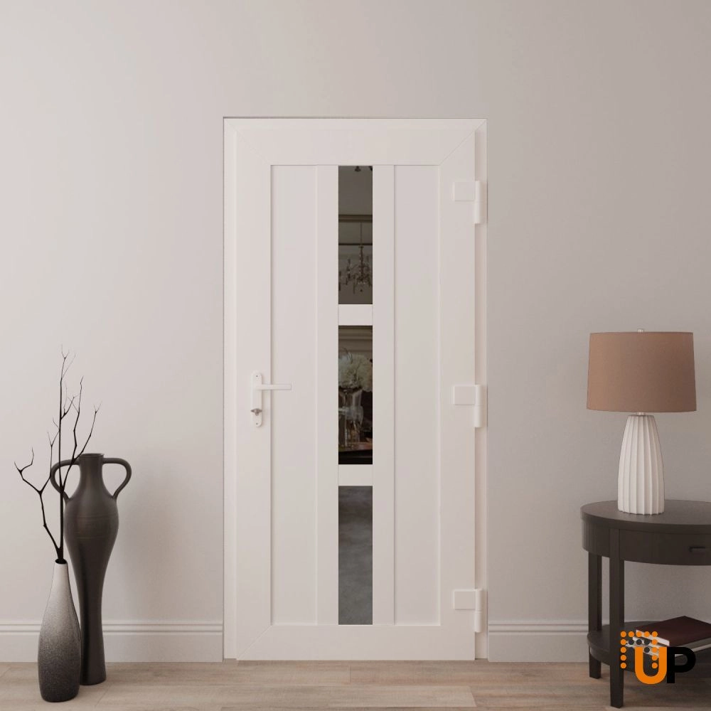 Single swing vinyl modern exterior door with clear glass | Manux 8112 White | 32 x 80 (32 x 80) photo#4